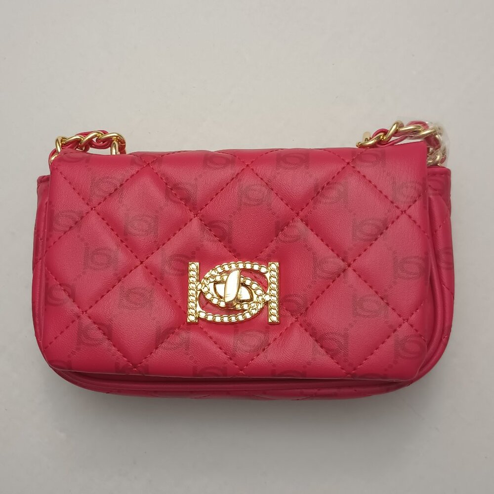 Bebe Liv Monogram Crossbody Bag Small - Bright Pink / Dark Pink Logo - NWT